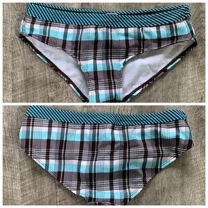 NWT Split Plaid Hipster Bikini Bottoms
